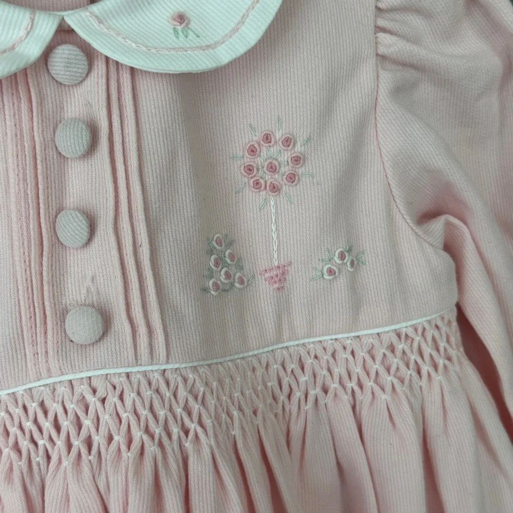 Vintage Sarah Louise dress classic embroidered collar long sleeve toddler roses